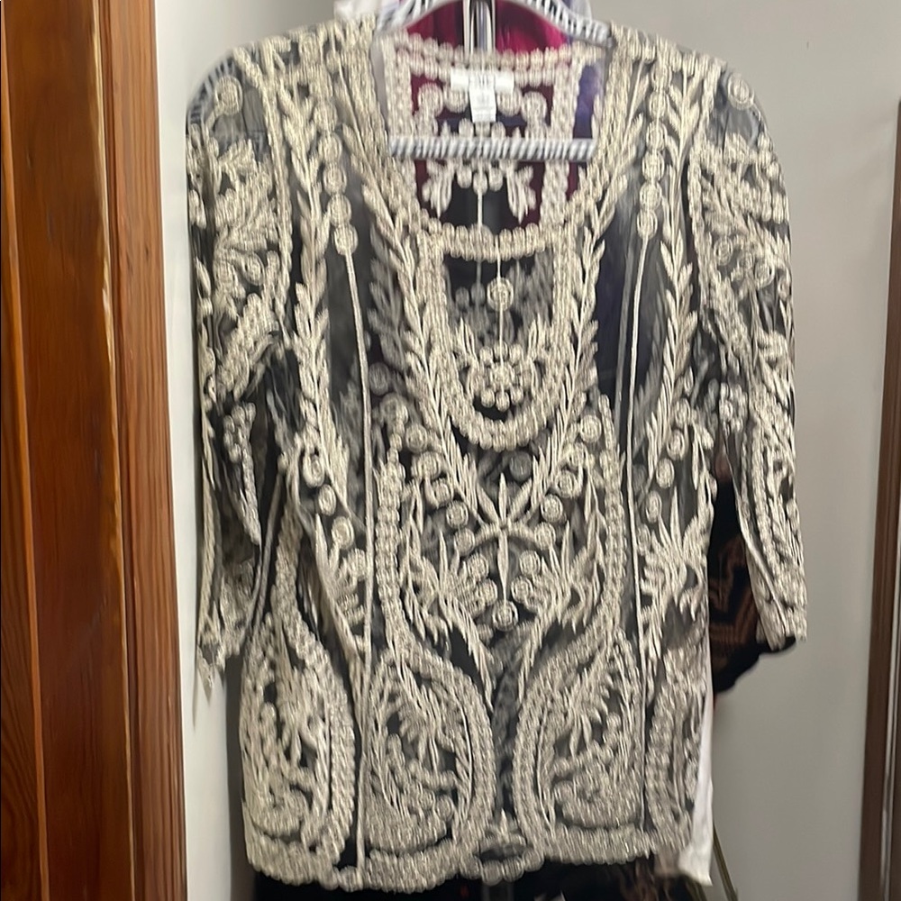 Cato Cream 3/4 Sleeve Embellished Blouse